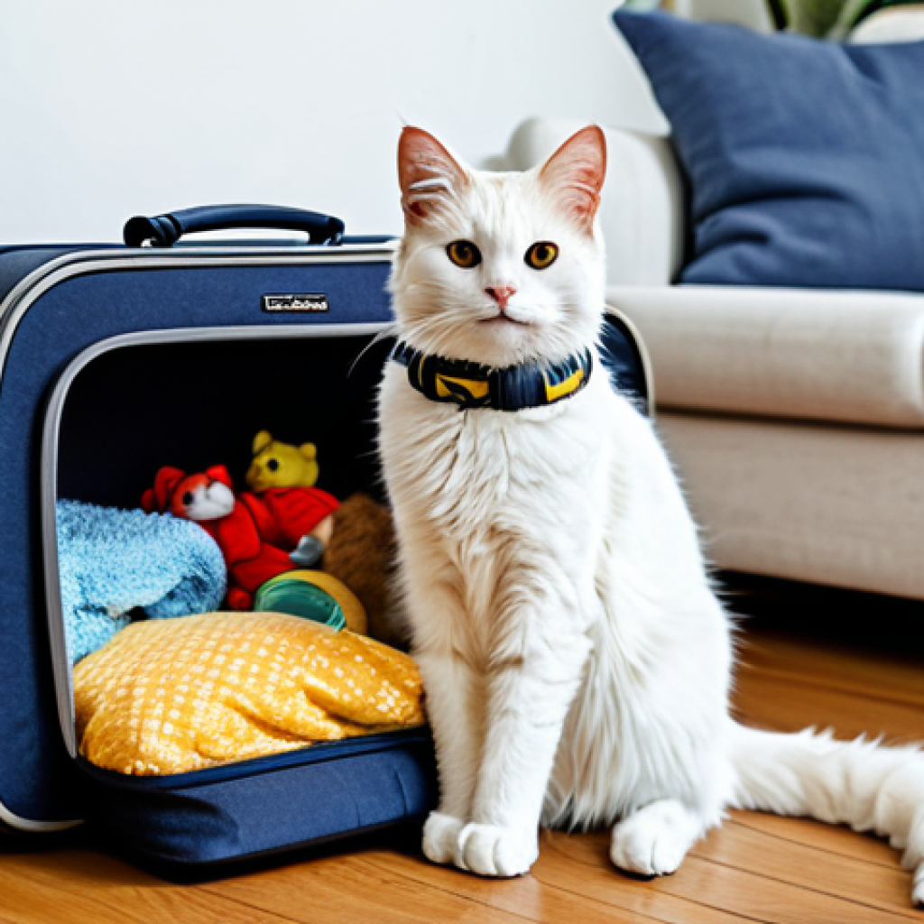 고양이 해외 이동 준비 - Preparation**

"A fully clothed woman packing a cat carrier with cozy blankets and toys, in a bright...