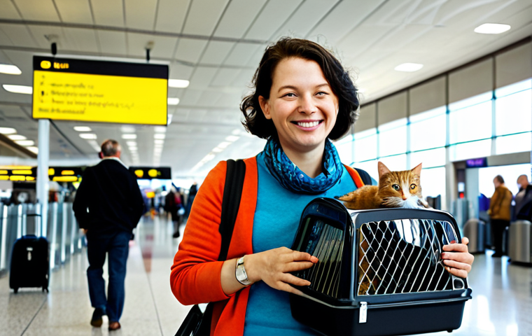 고양이 해외 이동 준비 - Veterinary Check-up**

"A veterinarian, in professional attire, gently examines a fully clothed cat ...