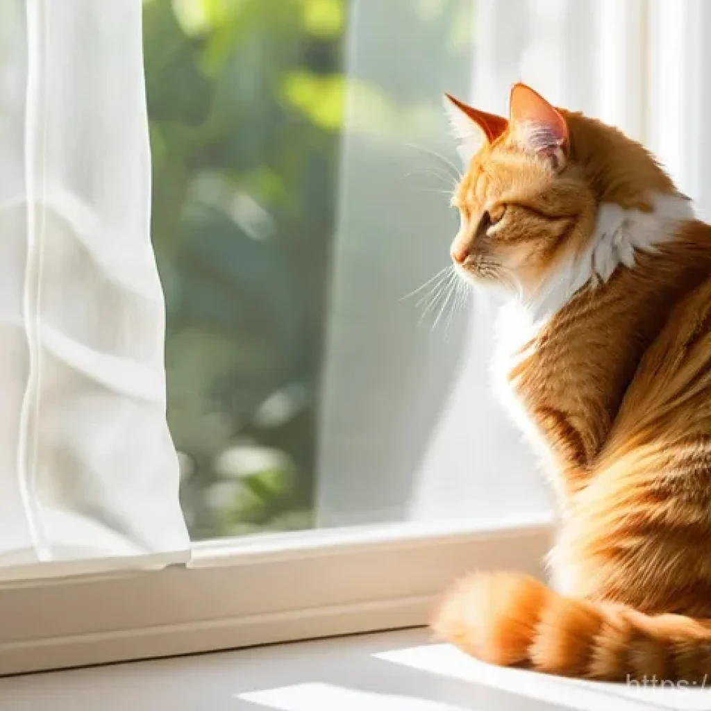 캣타워 디자인 추천 - **Prompt:** A serene, sun-drenched indoor scene featuring a fluffy ginger tabby cat peacefully loung...
