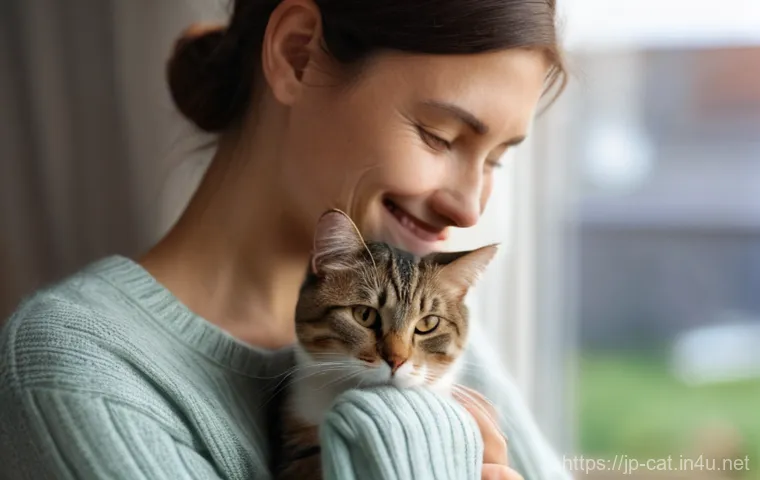 고양이 감염병 예방 - Prompt 1: Loving Owner Observing Their Cat's Health**
