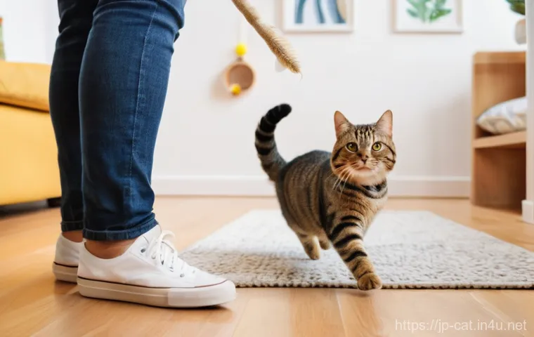 고양이 멘탈 건강 관리 - **Prompt:** A serene indoor scene depicting a thoughtful female cat owner in her late 20s, dressed i...