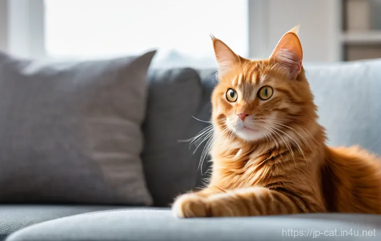 고양이 유산균 효능 - **Prompt: "A fluffy, healthy ginger cat with bright, curious eyes, looking vibrant and playful in a ...