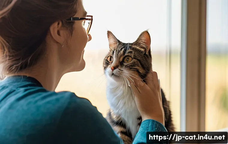 고양이 언어 이해하기 - **Prompt:** A fluffy, domestic short-haired cat with an expressive face, such as a calico or tabby, ...