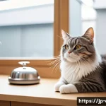 고양이 미용샵 선택 - A serene and clean cat grooming salon interior with natural sunlight streaming through large windows...