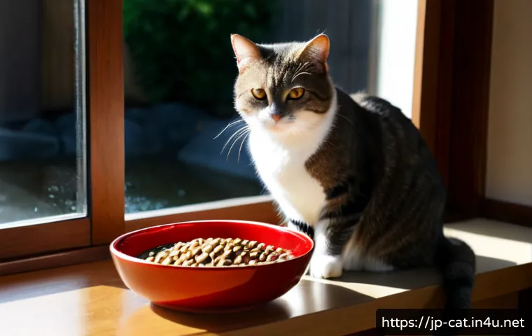 고양이 장수 비결 - Photorealistic healthy senior house cat resting comfortably on a sunlit window perch in a tidy Japan...